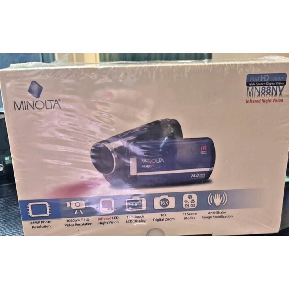 Minolta MN88NV Full HD Night Vision Camcorder Touchscreen 32GB SD Anti Shake